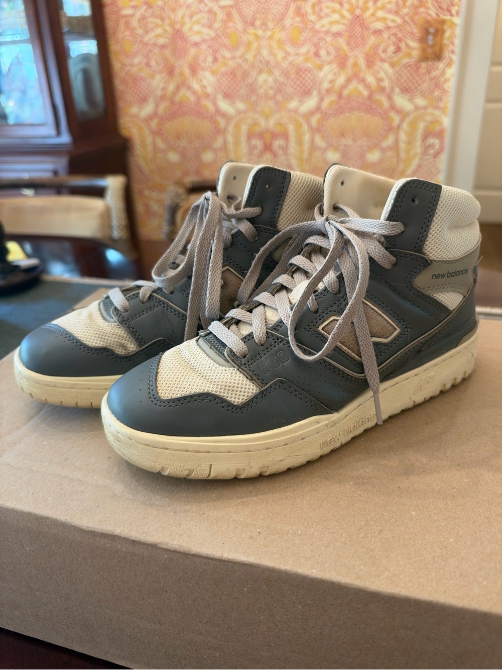 New Balance x Aimé Leon Dore 650s | Men’s Blue-Gray and Cream High-Top Sneakers